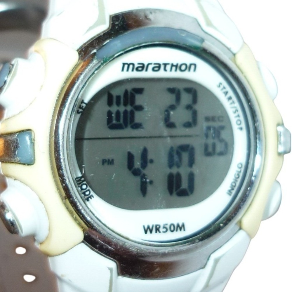 Timex Marathon Digital Sports Watch Tan White Indiglo WR50M T5K466